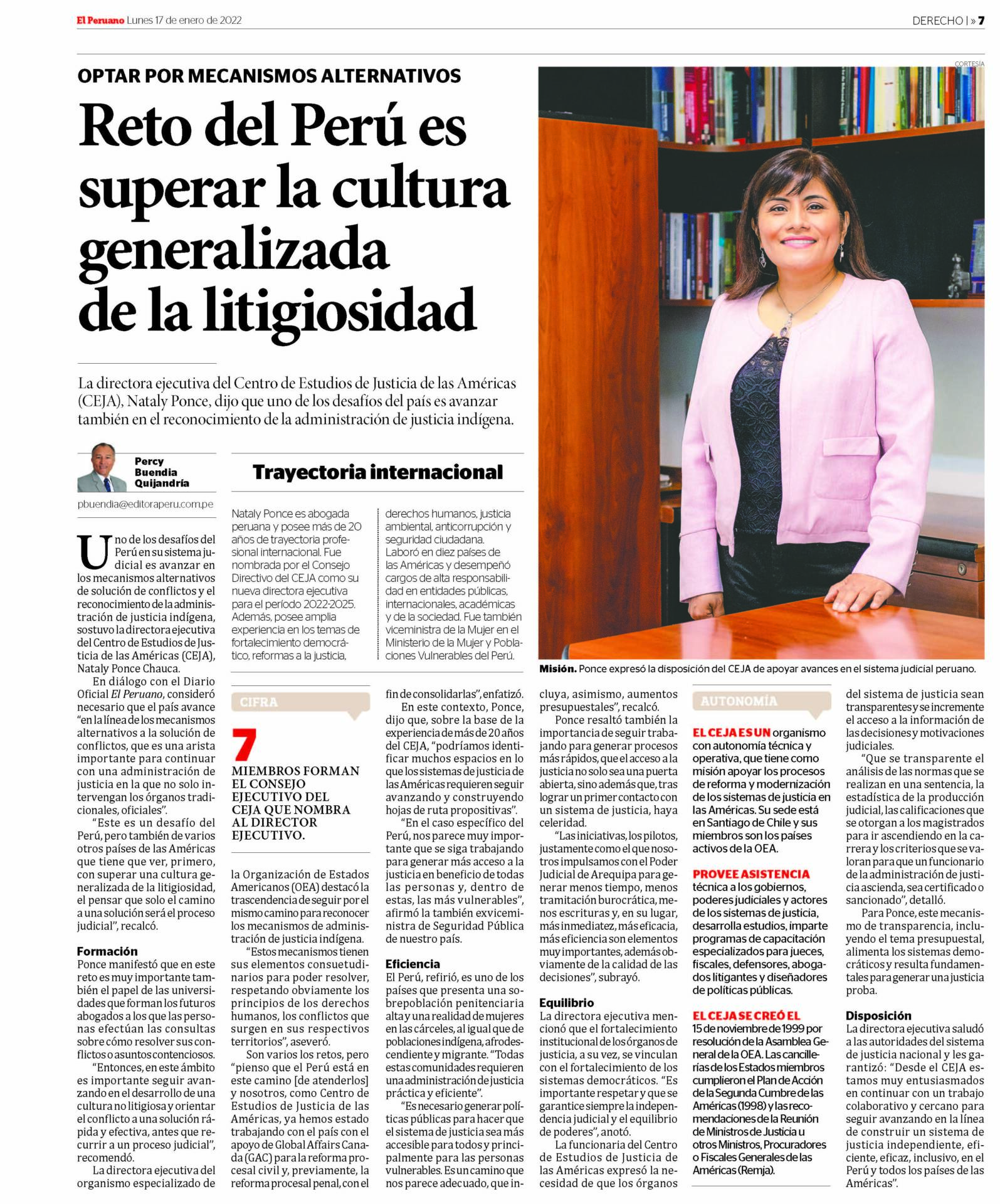 Nataly Ponce Chauca, en entrevista con El Peruano
